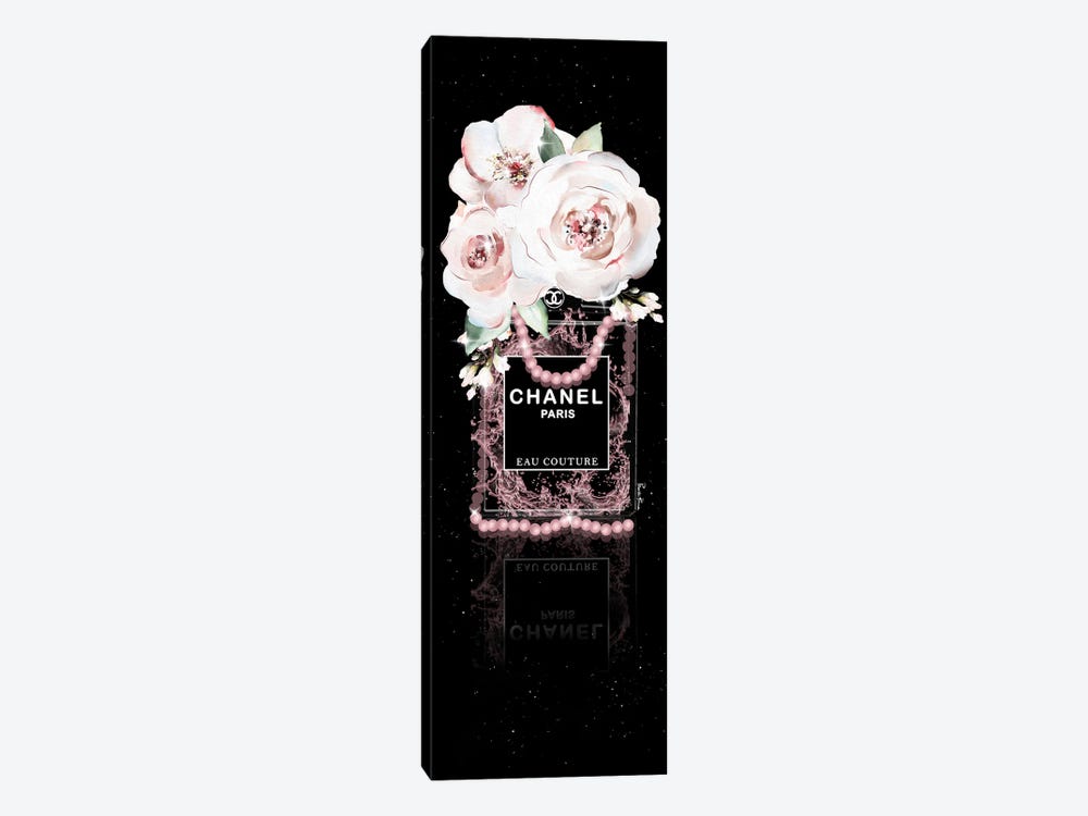 Rose Gold Eau Couture Perfume Bottle Vase With Mixed Florals by Pomaikai Barron 1-piece Canvas Artwork