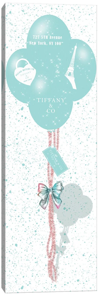 Teal Balloons With Rose Gold Chains & Bow Canvas Art Print - Tiffany & Co. Art