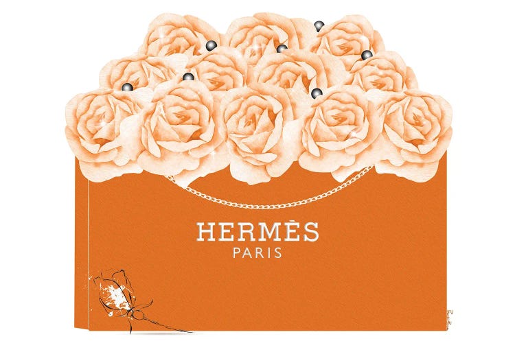 Hermes Shopping Bag With Roses & Pearls