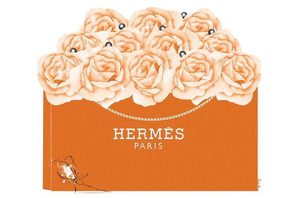 Shopping: Hermes Shopping Bag With Roses & Pearls by Pomaikai Barron