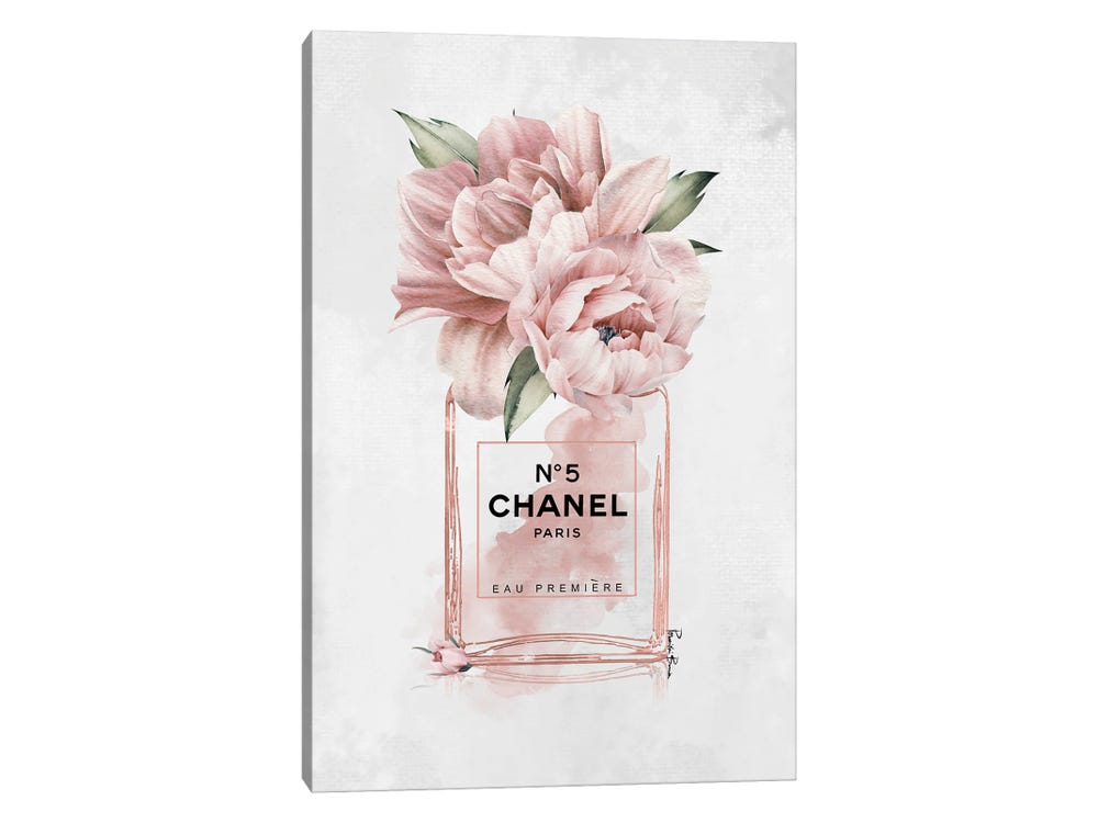  DesignQ Modern Wall Clock 'Perfume Chanel Five III' Floral &  Botanical Large Wall Clock for Bedroom Decor : Home & Kitchen
