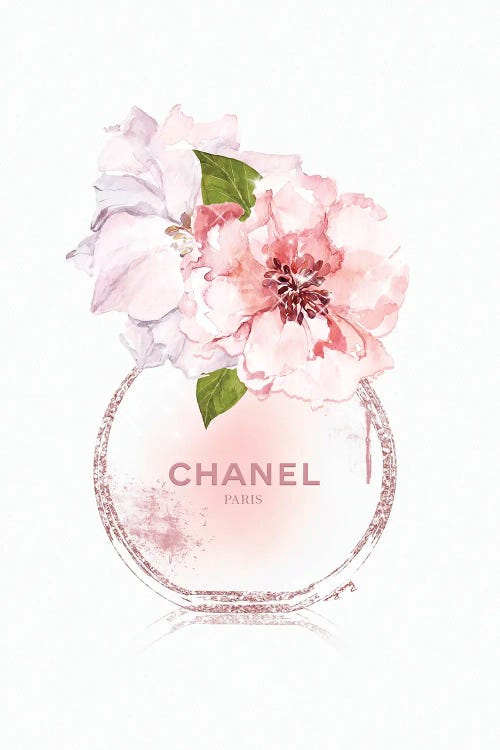 Round Perfume Bottle With Pastel Peonies