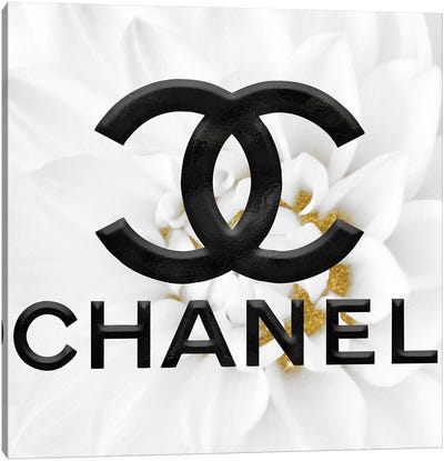 Gold White Fashion Dahlia III Canvas Art Print - Chanel Art
