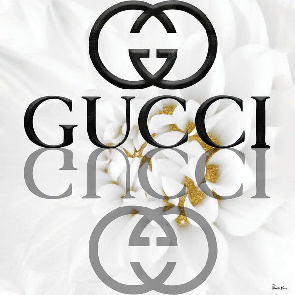 Gucci: Gold White Fashion Dahlia V by Pomaikai Barron