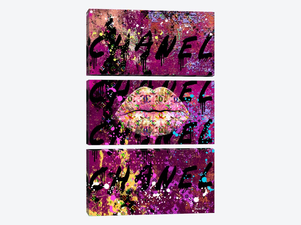 Graffiti Couture-Chanel All Day by Pomaikai Barron 3-piece Canvas Artwork