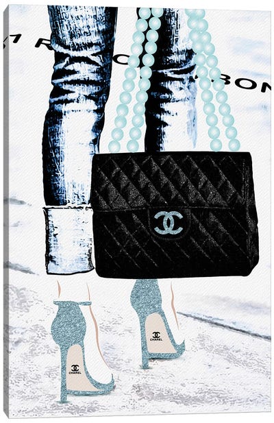 Lady With The Chanel Bag II Canvas Art Print - Bag & Purse Art