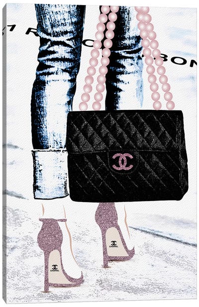 Lady With The Chanel Bag III Canvas Art Print - Bag & Purse Art