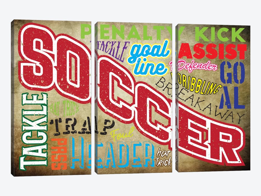 Soccer Slang by 5by5collective 3-piece Canvas Art Print