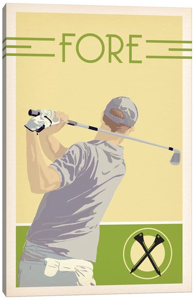 Fore Canvas Art Print - Golf Art
