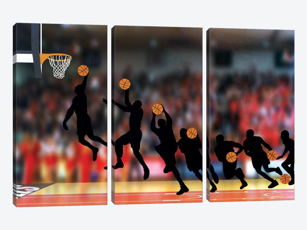 Mechanics of a Dunk by 5by5collective 3-piece Canvas Art Print