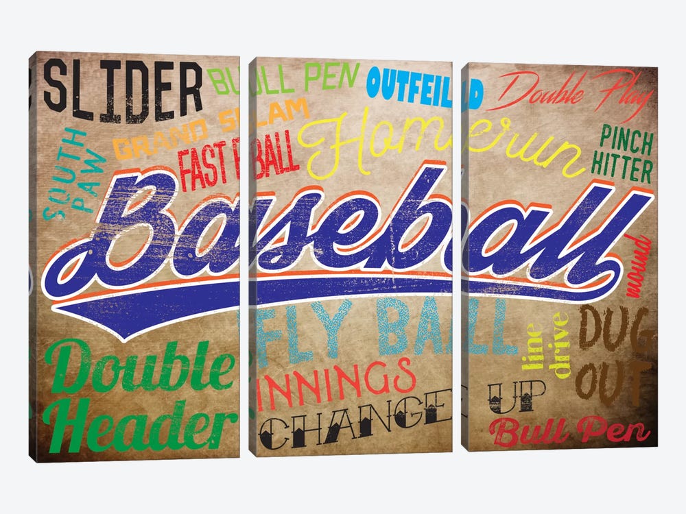 Baseball Slang by 5by5collective 3-piece Canvas Art