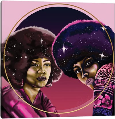 Angela And Assata Canvas Art Print - Afrofuturism