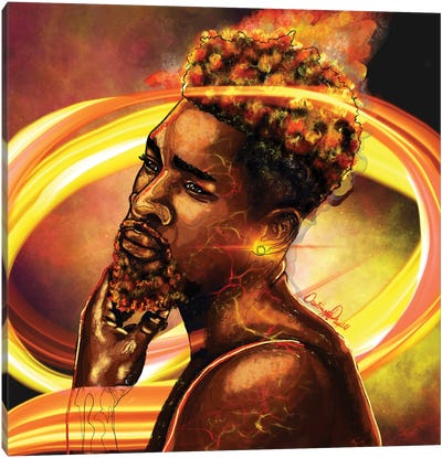 Man Of Fire Canvas Art Print - Afrofuturism