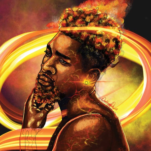 Afrofuturism: Man Of Fire by Poetically Illustrated