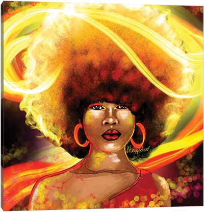 She Is Fire Canvas Art Print - Afrofuturism