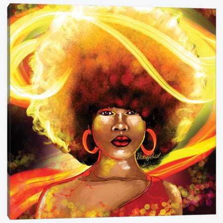 She Is Fire Canvas Print #POI50} by Poetically Illustrated Canvas Print
