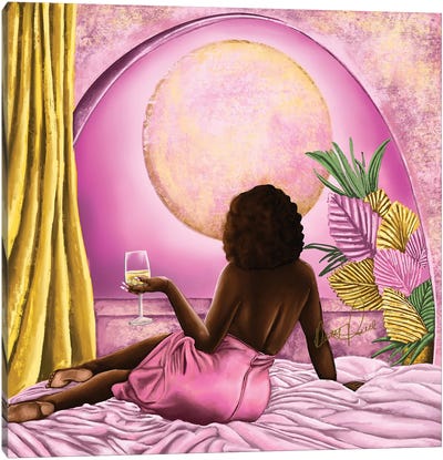 Pink Moon Glow Canvas Art Print - Dreamer