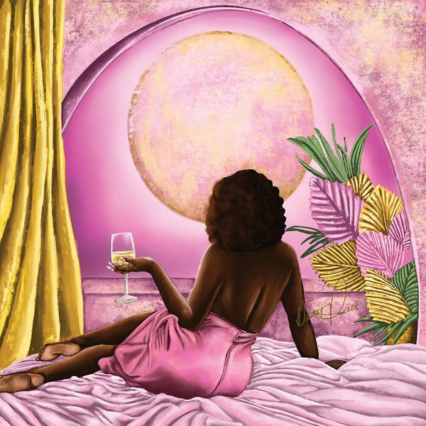 Tropical Leaves: Pink Moon Glow by Poetically Illustrated