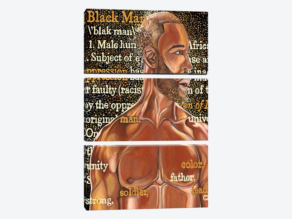 Black Man by Poetically Illustrated 3-piece Canvas Artwork