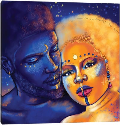 Luna And Soleil Canvas Art Print - Astrology Art