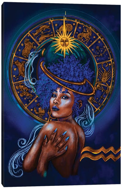 Aquarius Woman Canvas Art Print - Poetically Illustrated