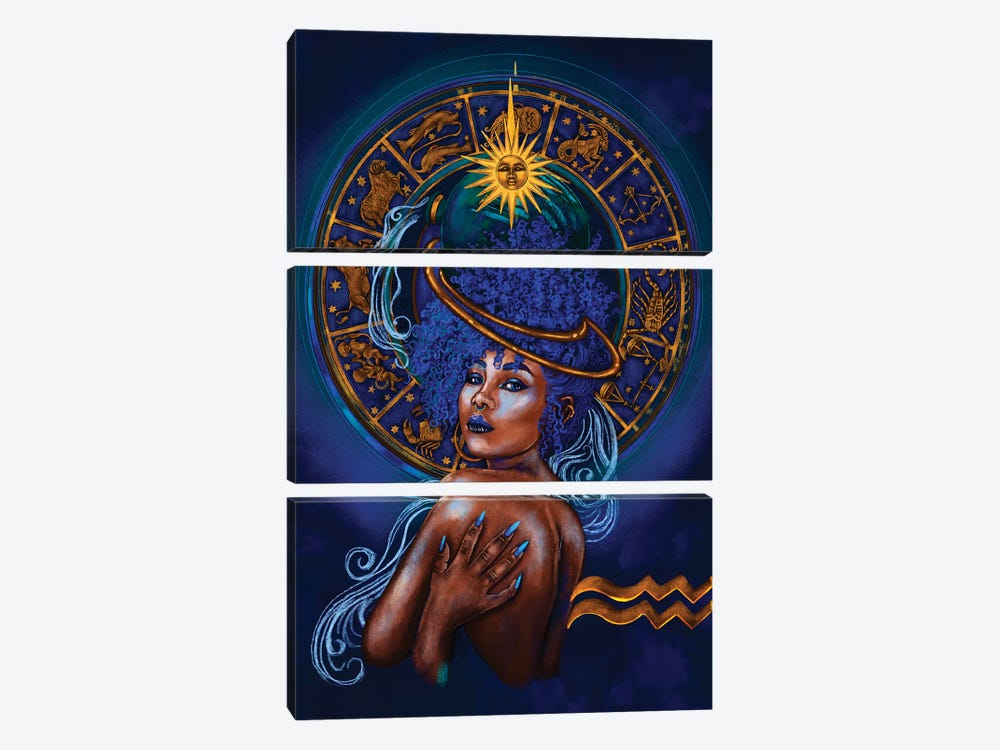 Aquarius Woman by Poetically Illustrated 3-piece Canvas Art