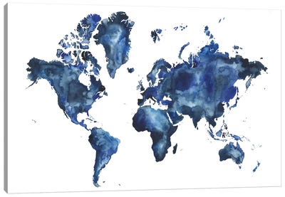 Water World I Canvas Art Print - 3-Piece Map Art