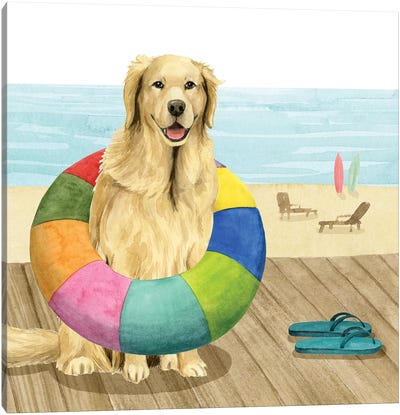 Let's Go for a Boardwalk III Canvas Art Print - Best Selling Dog Art
