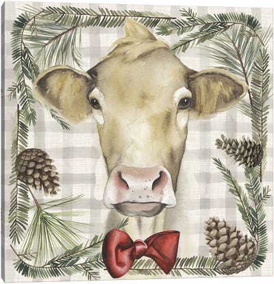 A Farmer's Christmas Collection G Canvas Art Print - Christmas Cow Art