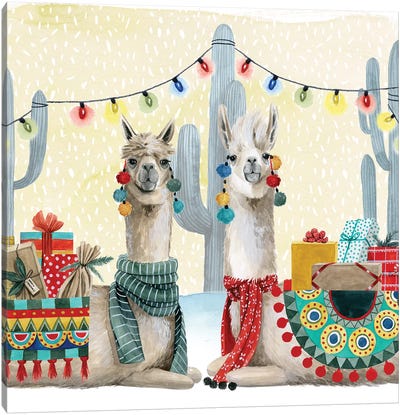 Boho Christmas Collection A Canvas Art Print - Llama & Alpaca Art