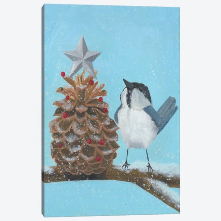 Chickadee Christmas II 2-Up Canvas Print #POP1631} by Grace Popp Canvas Art