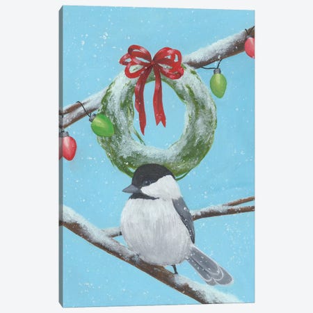Chickadee Christmas III 2-Up Canvas Print #POP1632} by Grace Popp Canvas Wall Art