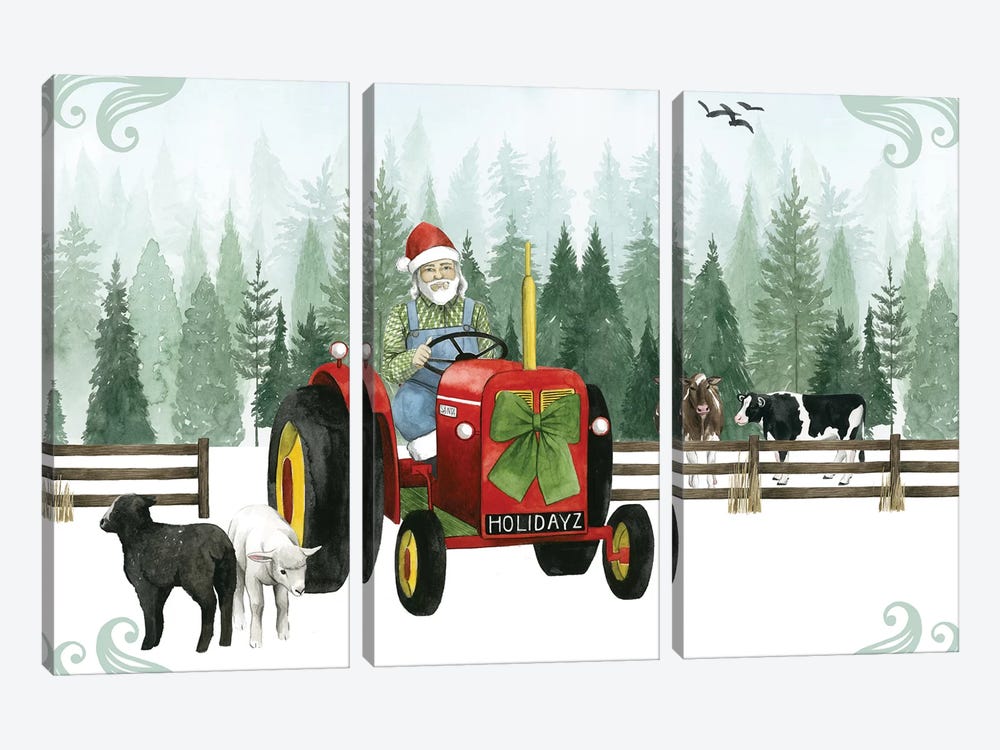 Country Santa Collection A by Grace Popp 3-piece Canvas Artwork