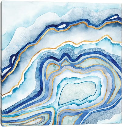 Cobalt Agate II Canvas Art Print - Indigo & White 