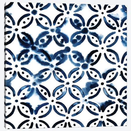 Cobalt Watercolor Tiles I Canvas Print #POP169} by Grace Popp Canvas Print
