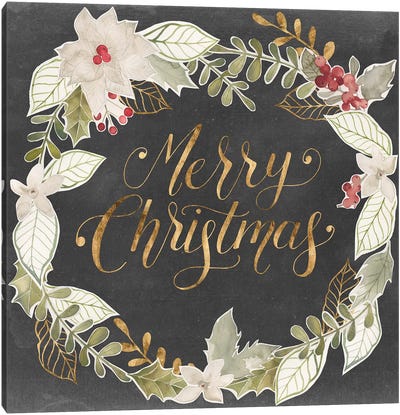 Gilded Christmas I Canvas Art Print - Christmas Trees & Wreath Art