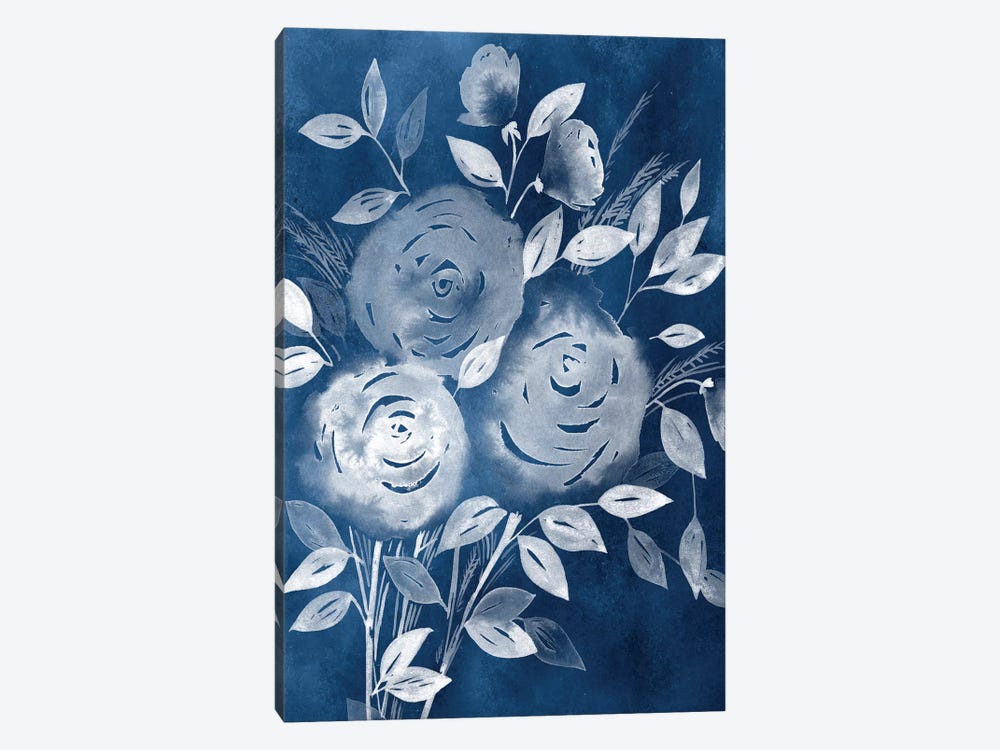 Cyanotype Roses I by Grace Popp 1-piece Canvas Artwork