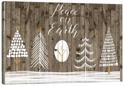 Wooded White Christmas Collection A Canvas Art Print - Christmas Trees & Wreath Art
