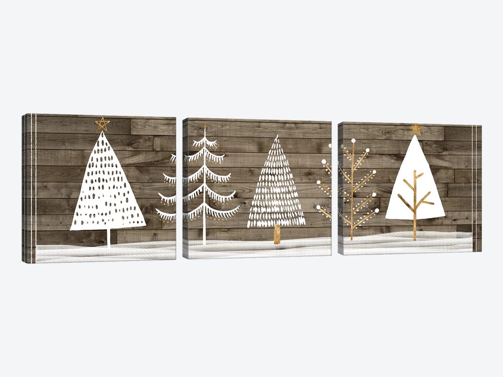 Wooded White Christmas Collection D by Grace Popp 3-piece Canvas Artwork