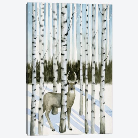 Deer In Snowfall I Canvas Print #POP187} by Grace Popp Canvas Wall Art