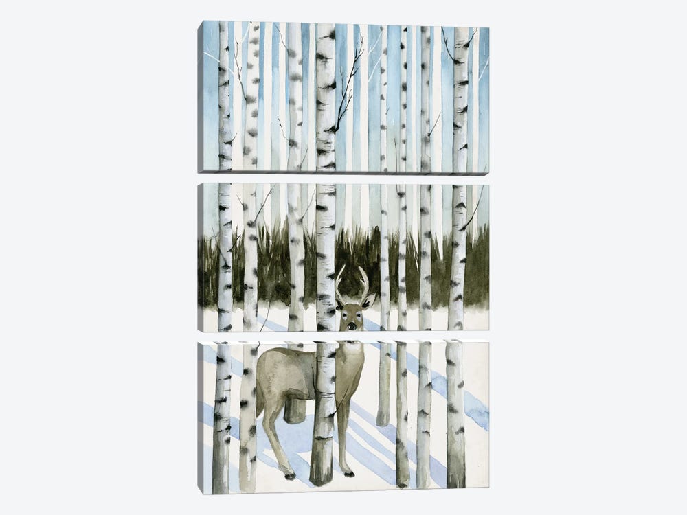 Deer In Snowfall I 3-piece Canvas Art