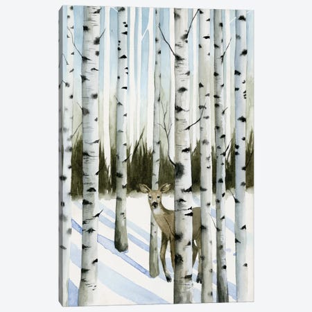 Deer In Snowfall II Canvas Print #POP188} by Grace Popp Canvas Art Print