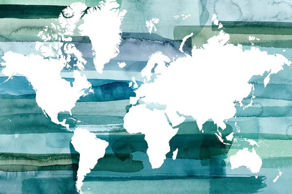 Large Map Art - Canvas Prints: All Oceans by Grace Popp