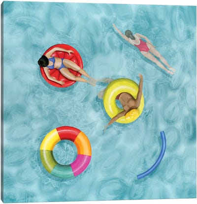 Poolside II Canvas Art Print - Swimming Art