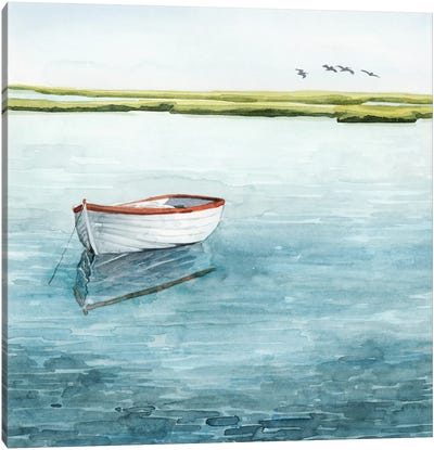 Anchored Bay I Canvas Art Print - Rowboat Art