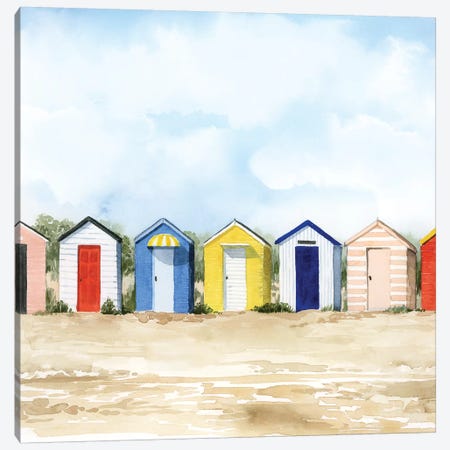 Beach Huts II Canvas Print #POP2061} by Grace Popp Art Print