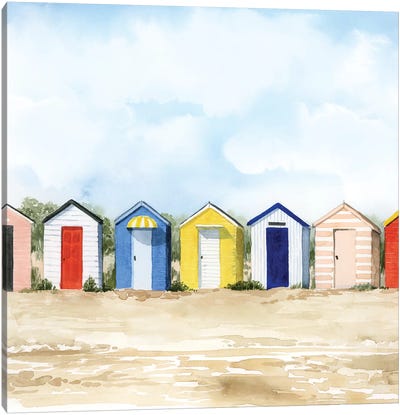 Beach Huts II Canvas Art Print - Grace Popp