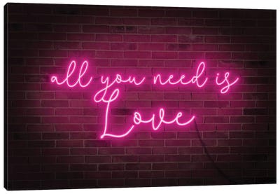 Neon Love I Canvas Art Print - Love Typography
