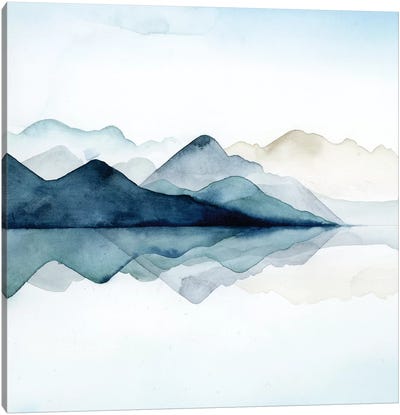Glacial I Canvas Art Print - Blue & White Art