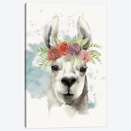 Llama Flora I Canvas Print #POP233} by Grace Popp Canvas Print